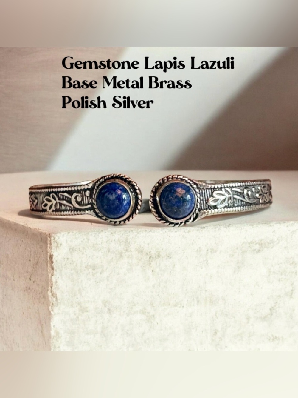 Lapis Lazuli 925 Polished Silver Cuff Bracelet